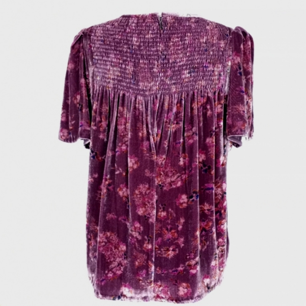 Rebecca Taylor Plum Jewel Velvety Smocked Top - Picture 11 of 15